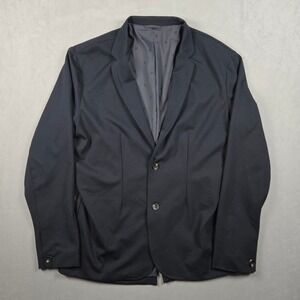 Mugsy Blazer Mens Large Navy Blue Performance Stretch Rayon Blend Vented Jacket